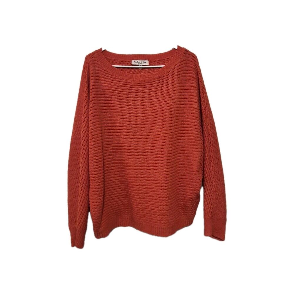 Harlow And Rose Orange Crew Neck Sweater Button Back Women’s Sz 1X